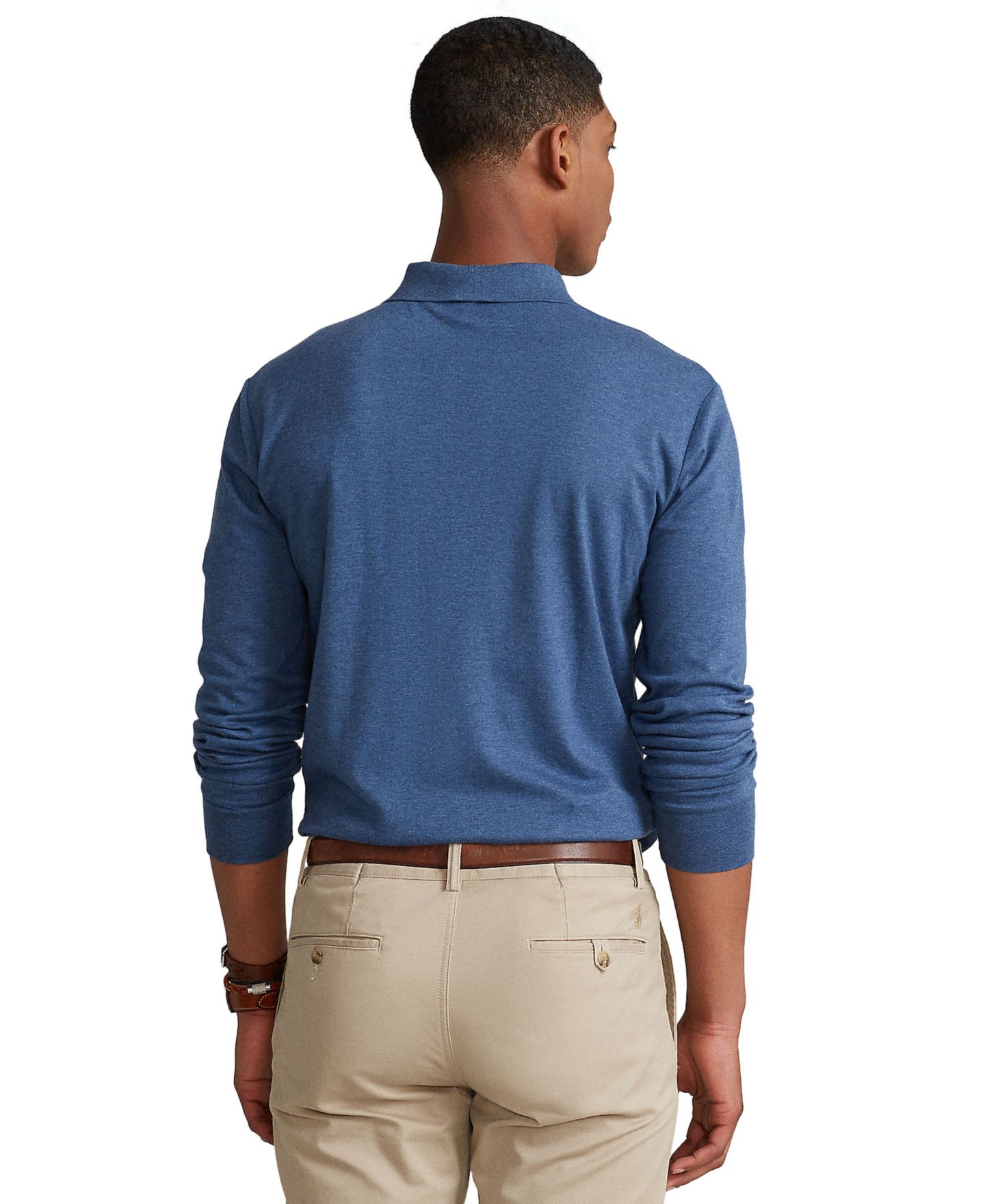 Мужское поло Polo Ralph Lauren Classic-Fit Polo Shirt, цвет: Синий меланжевый — фото 4