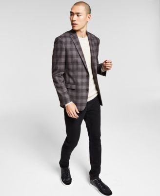 mens slim fit plaid blazer