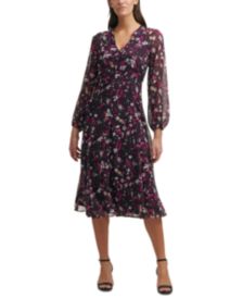 Carine Blouson-Sleeve Midi Dress