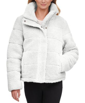Cropped Faux-fur Teddy Coat In White 