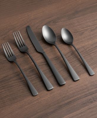 Cerys Black Satin 20-Piece Flatware Set, Service for 4