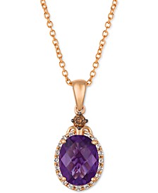 Grape Amethyst (1-3/8 ct. t.w.) & Diamond (1/6 ct. t.w.) 18" Pendant Necklace in 14k Rose Gold