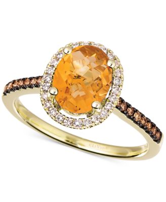Amethyst (1-3/8 ct. t.w.) & Diamond (1/4 ct. t.w) Ring in 14k Rose Gold (Also in Citrine, Deep Sea Blue Topaz, Green Quartz, Peridot, Opal & Sky Blue Topaz)