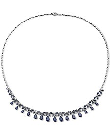 EFFY® Sapphire (11-1/8 ct. t.w.) & Diamond (1/2 ct. t.w.) Fancy 16" Statement Necklace in 14k White Gold