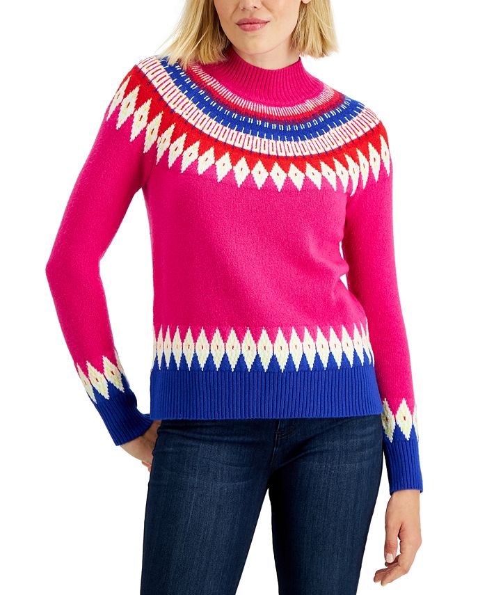 Charter Club Fair Isle Mock-Neck Sweater, Created for Macy's - Macy's
