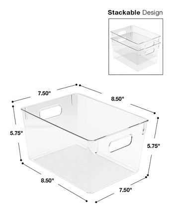 Sorbus 2 Pack Big Square Fridge Bin with Handles, Clear