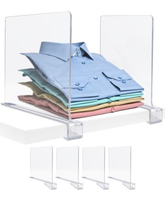 4 Acrylic Shelf Dividers Great Organizer for Clothes, Linens, Purse Separators, Kitchen Cabinets and more (4-Pack)