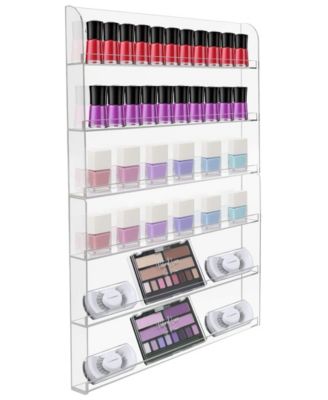 6-Tier Clear Acrylic Nail Polish Wall Rack Display Holder - Stylish Organizer - Holds up to 90 Nail Polish Bottles