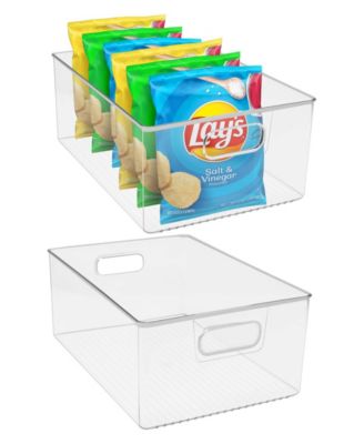 3 Pack Large Clear Plastic Container Bins - Great for Organizing the Kitchen, Fridge, Pantry and More