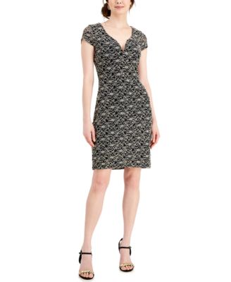 Connected - Metallic Embroidered Sheath Dress