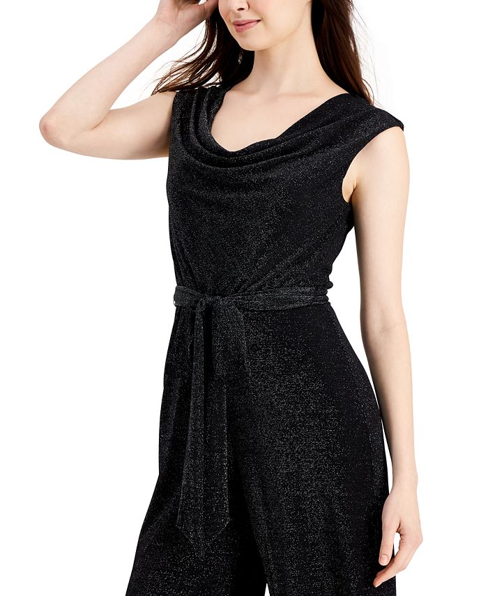Connected Cowlneck GlitterKnit Jumpsuit Macy's