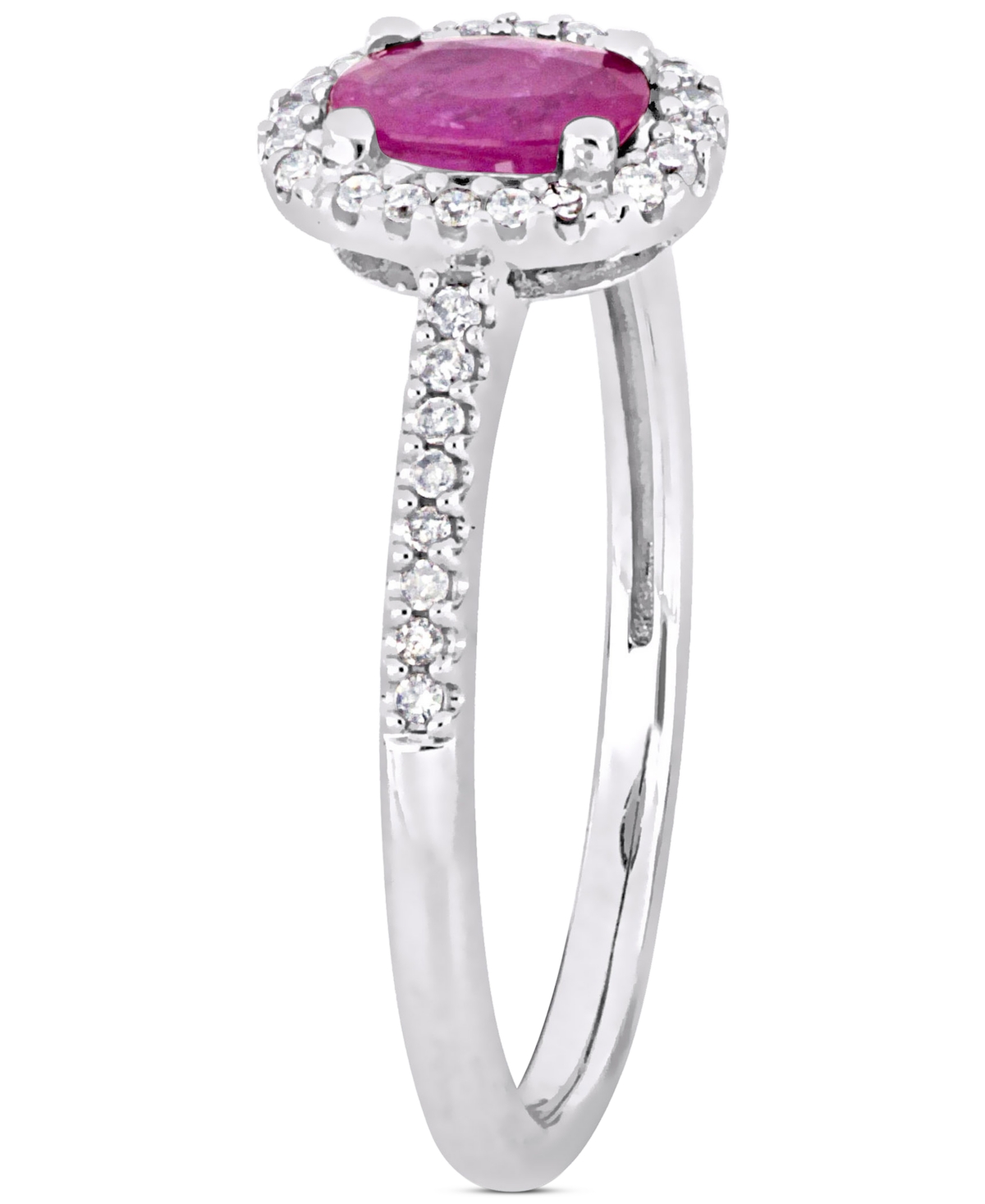 (5/8 ct. t.w.) & Diamond (1/8 ct. t.w.) Oval Halo Ring in 10k White Gold - Ruby