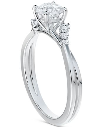 De Beers Forevermark - Diamond Round-Cut Twisted Band Engagement Ring (3/4 ct. t.w.) in 14k White Gold