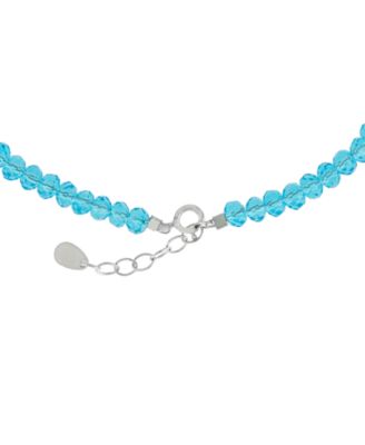 Wave Charm Color Crystal Beaded Ankle Bracelet in Sterling Silver