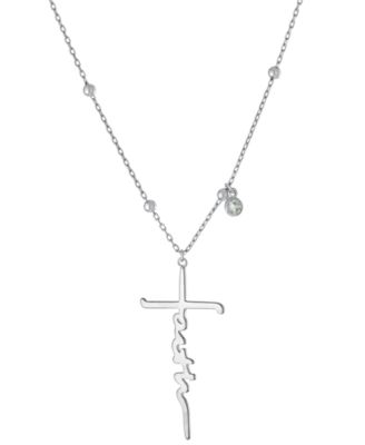 Giani Bernini - Cubic Zirconia Faith Cross Pendant Necklace in Sterling Silver, 16" + 2" extender