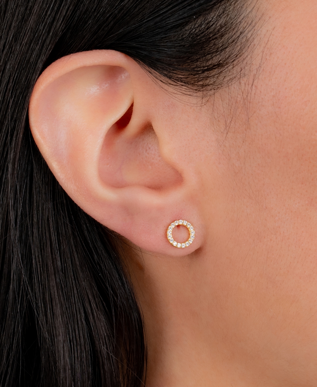 Giani Bernini Cubic Zirconia Circle Stud Earrings in Gold-Plated Sterling Silver, Created for Macy's
