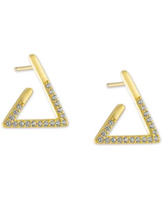 Macy's - Pav&eacute; Triangle Stud Earrings in 18k Gold-Plated Sterling Silver