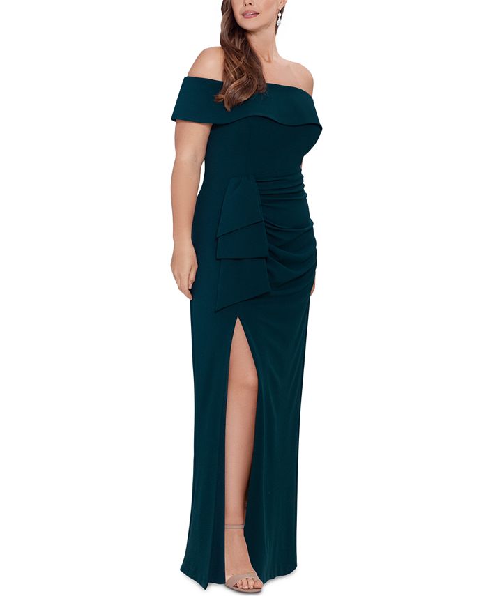 XSCAPE Plus Size Off-The-Shoulder Gown & Reviews - Dresses - Plus Sizes - Macy's