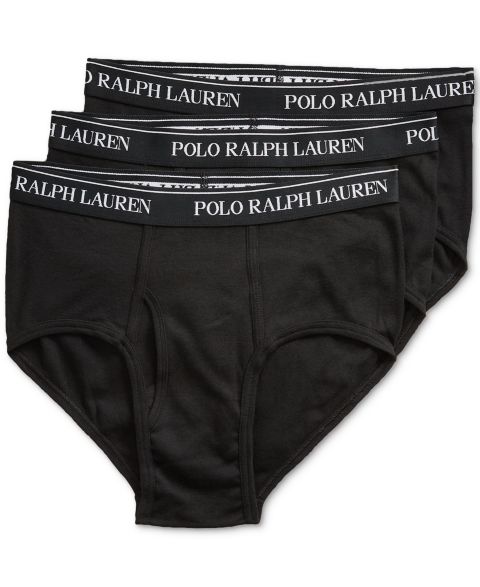 Трусы-брифы для мужчин, хлопок, 3 шт. — Polo Ralph Lauren, цвет: Чёрный