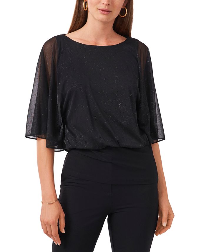 MSK Glitter Mesh Top Macy s