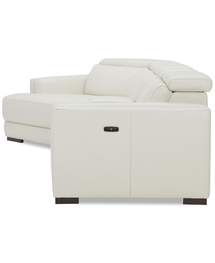 Furniture 4Pc Leather Cuddler Sectional with 2 Power Recliners