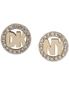 Gold-Tone Pavé Logo Mismatched Button Earrings