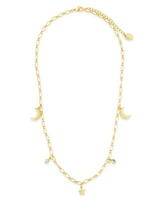 Women's Sparkling Cubic Zirconia Star and Moon Chain Necklace