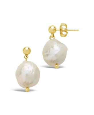 Women's Large Baroque Pearl Drop Stud Earrings