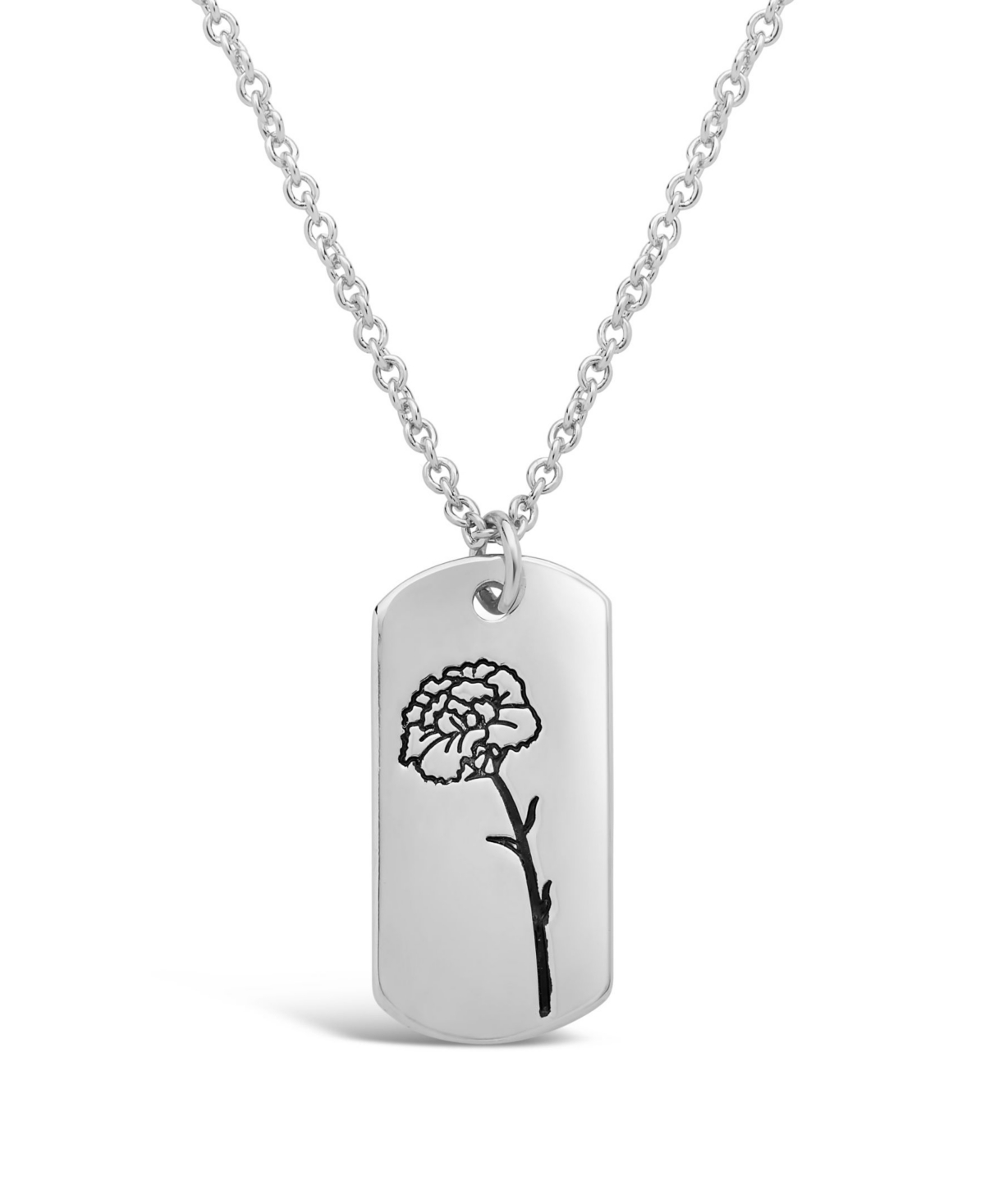 Shop Sterling Forever Women's Birth Flower Necklace In January,carnation,silver