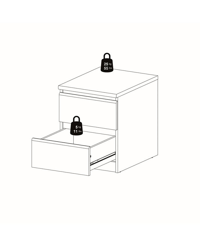 Tvilum Scottsdale 2 Drawer Nightstand - High Gloss White, Contemporary Style, 19" Height