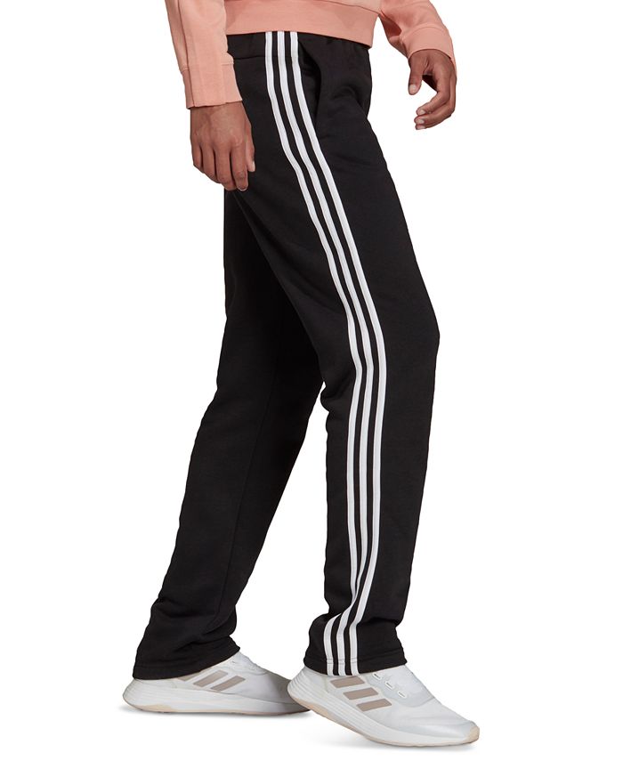 adidas Women's Cotton Fleece 3 Stripe Jogger Black Size Small