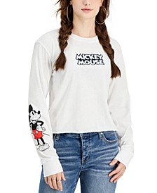 Juniors' Mickey Group Long-Sleeve Back Graphic T-Shirt