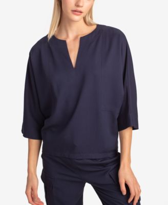 Trina Turk - Quiet Split-Neck 3/4-Sleeve Top