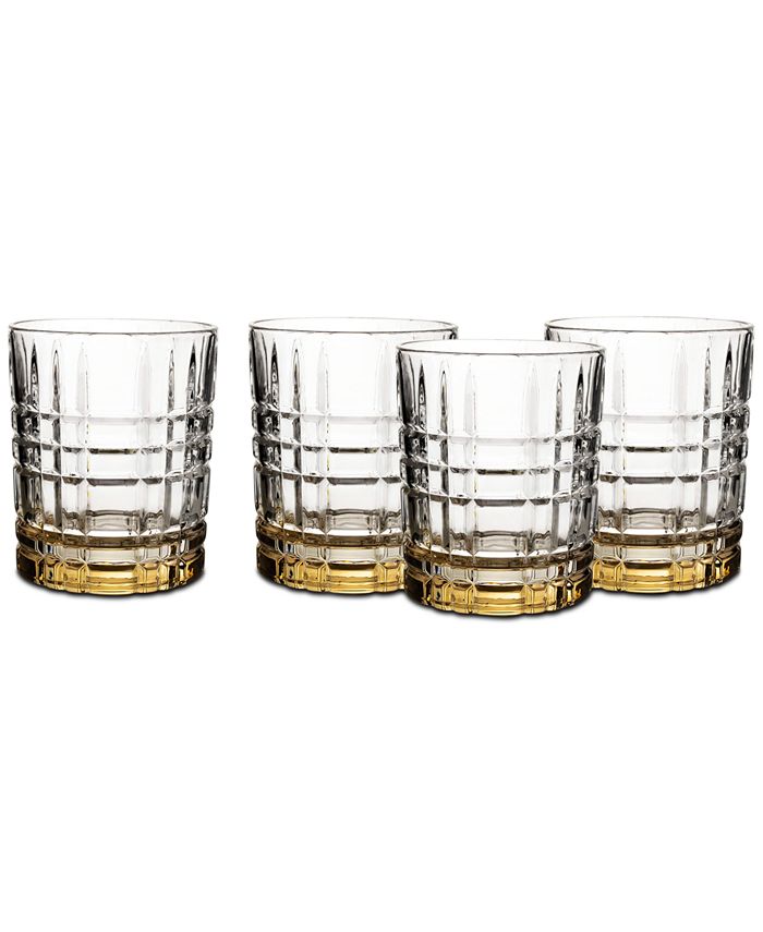 Godinger Boundary Double OldFashioned Glasses with Amber Base, Set of