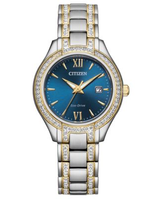 Citizen Eco-Drive Women's Silhouette Crystal Two-Tone Stainless Steel  Bracelet Watch 30mm - Macy's