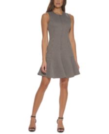 Monet Knit Dot Flounce-Hem Dress 