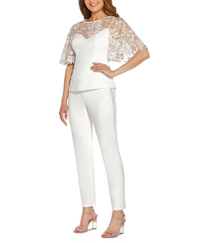 Adrianna Papell Embroidered Illusion Top & Reviews - Tops - Women - Macy's