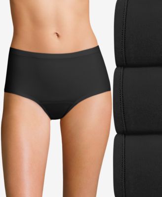 Hanes - Women's 3-Pk. Fresh & Dry Leak Protection Liner Brief Underwear LL40BL