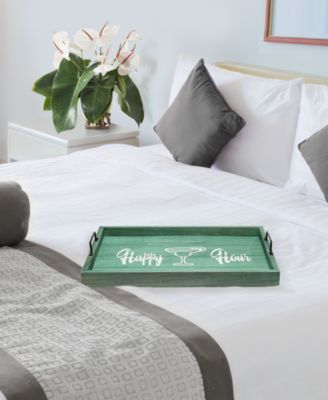 Decorative Wood Serving Tray with Handles