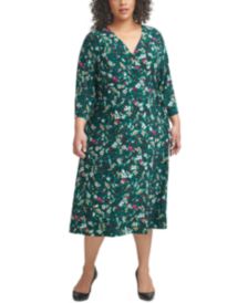 Plus Size Surplice Midi Dress