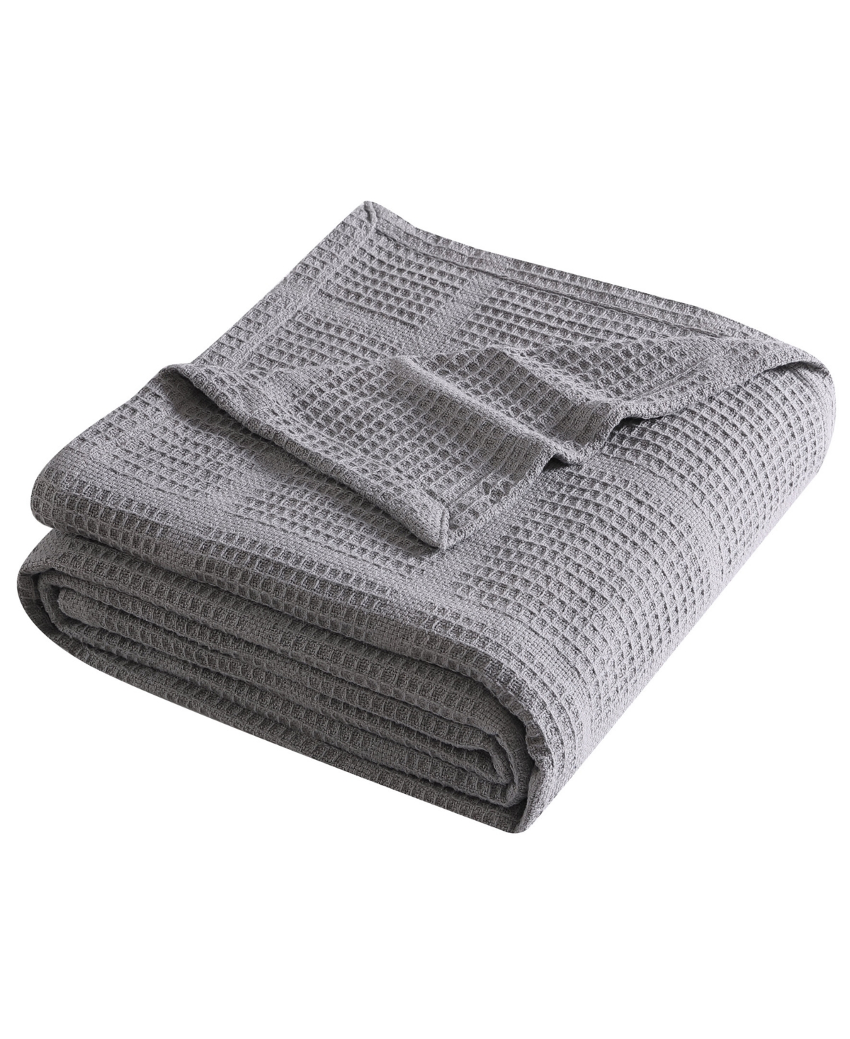 Kenneth Cole New York Essentials Waffle Grid Cotton Dobby Blanket, Full/queen In Smoke