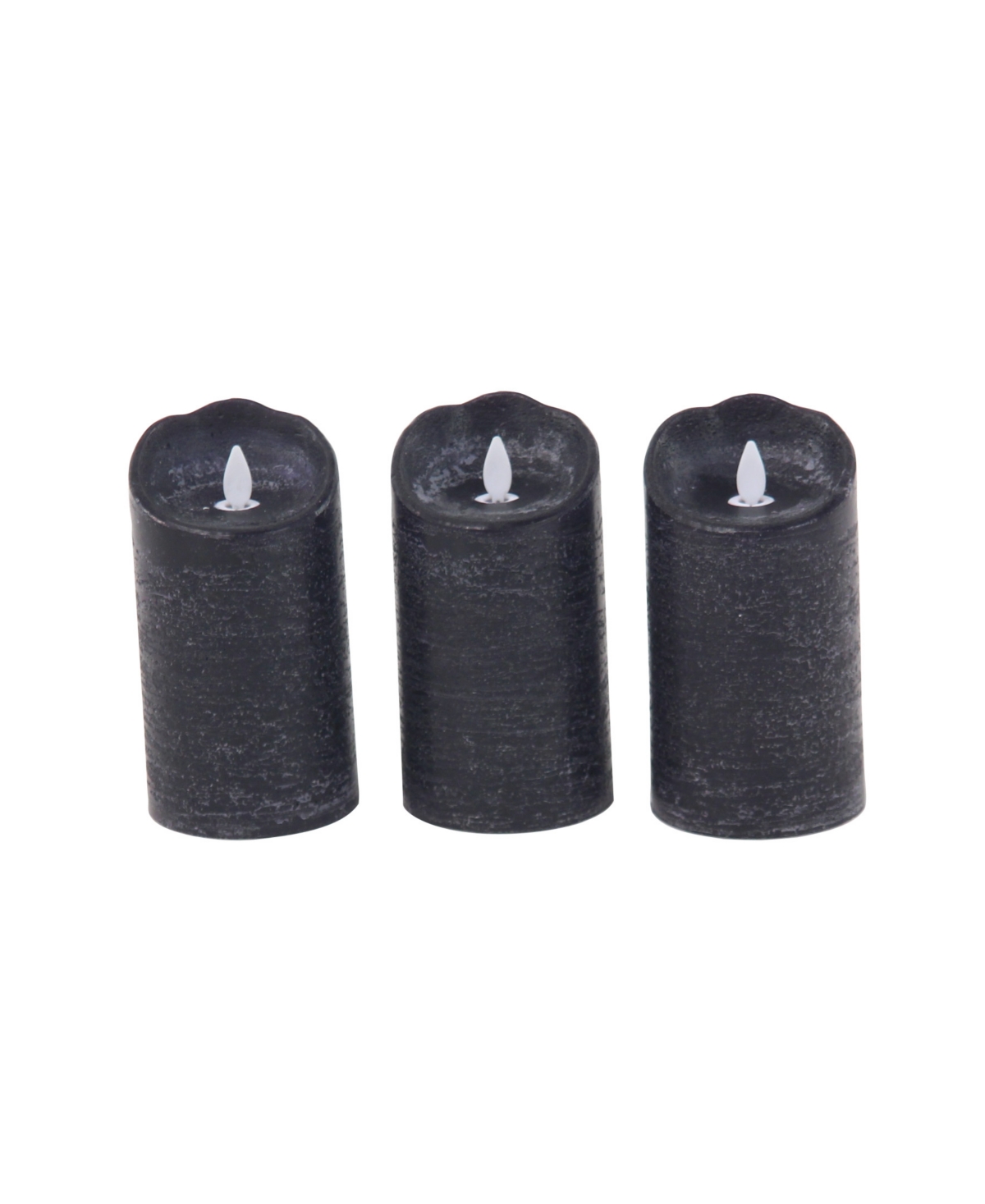 Traditional Wax Flameless Candle, Set of 3 - Black