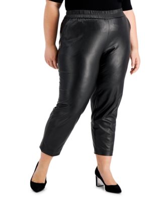 Anne Klein - Plus Size Pull-On Faux-Leather Pants