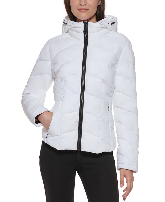 Calvin Klein - High-Low Hooded Packable Puffer Coat