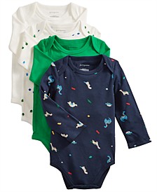 Baby Boys 4-Pack Dino Cotton Bodysuits, Created for Macy's 