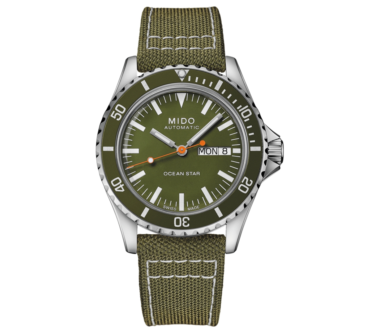 Men's Swiss Automatic Ocean Star Tribute Green Fabric Strap Watch 41mm - Green