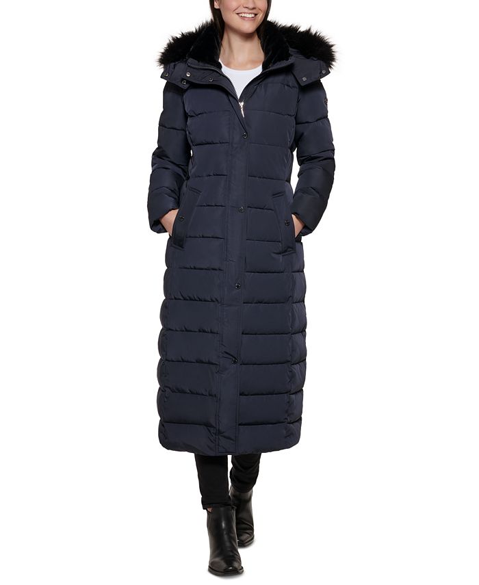 Calvin Klein Faux-Fur-Trimmed Hooded Maxi Puffer Coat Reviews Coats Jackets  Women Macy's Puffer Coat, Coats Jackets Women, Coat 