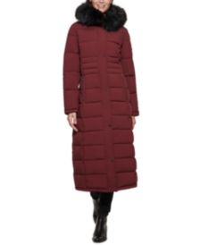 Faux-Fur-Trim Hooded Maxi Puffer Coat