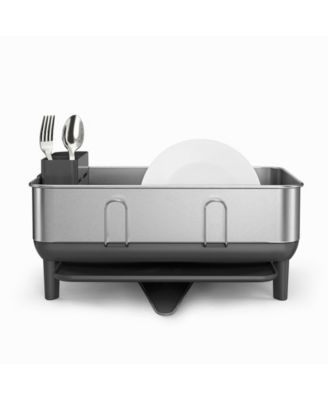 Compact Steel Frame Dish Drying Rack with Swivel Spout Drain