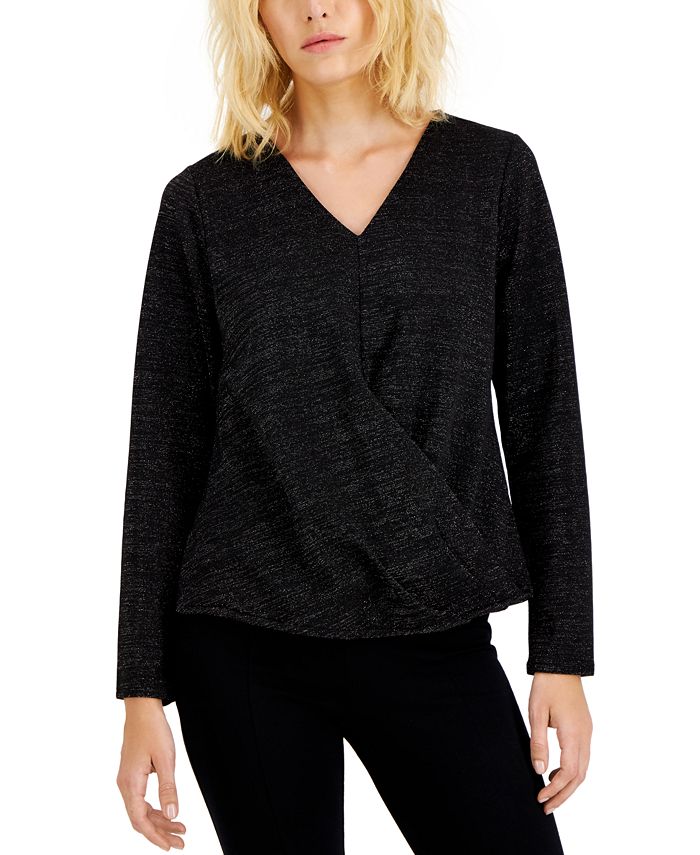 Alfani V-Neck Wrap-Front Top, Created for Macy's & Reviews - Tops ...